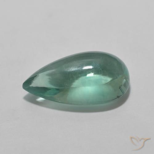 Fluorita Azul claro verde Natural 4.78ct, Formato de pêra, Transparente