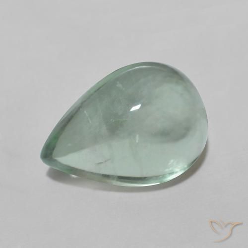 Fluorita Menta verde Natural 4.20ct, Formato de pêra, Transparente