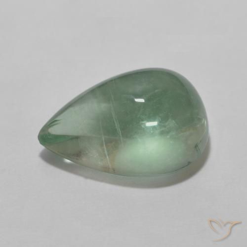 Fluorita Menta verde Natural 4.20ct, Formato de pêra, Transparente