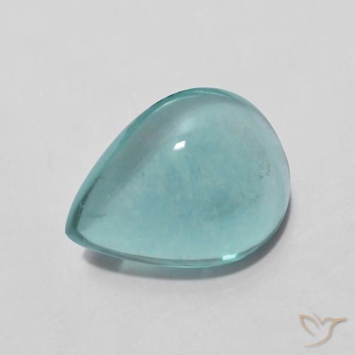 Fluorita Azul claro verde Natural 3.49ct, Formato de pêra, Transparente