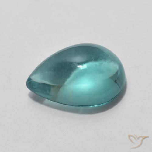 Fluorita Azul claro verde Natural 3.49ct, Formato de pêra, Transparente
