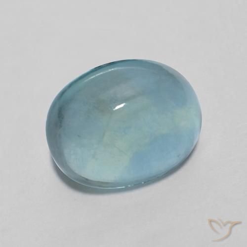 Fluorita Azul claro verde Natural 3.29ct, oval, Transparente