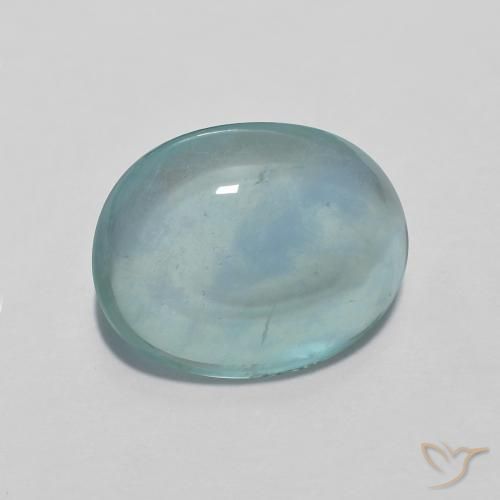 Fluorita Light Bluish Turquoise Natural 4.94ct, oval, Transparente