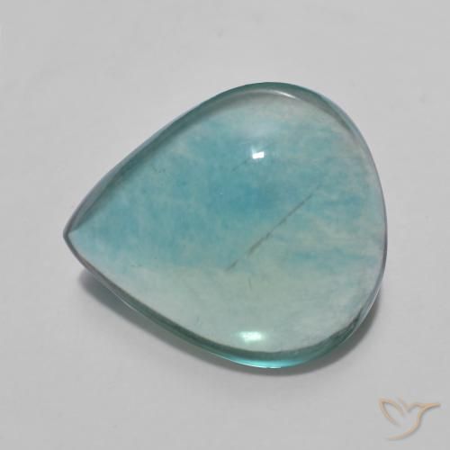 7.89ct Natural Azul verde Fluorita, Formato de pêra, Transparente