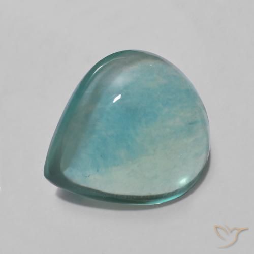 Fluorita Azul verde Natural 7.89ct, Formato de pêra, Transparente