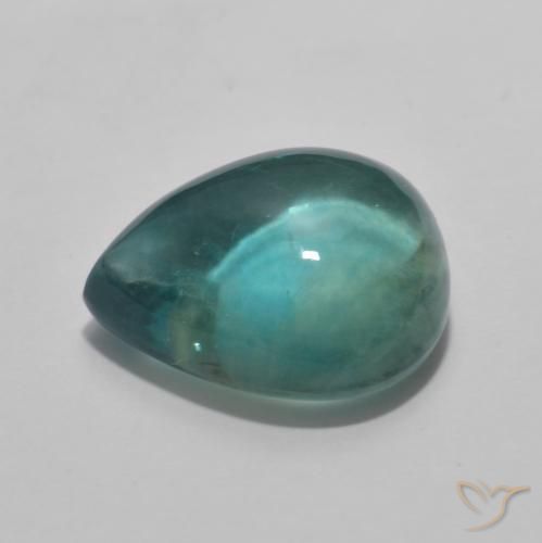 Fluorita Azul verde Natural 7.89ct, Formato de pêra, Transparente