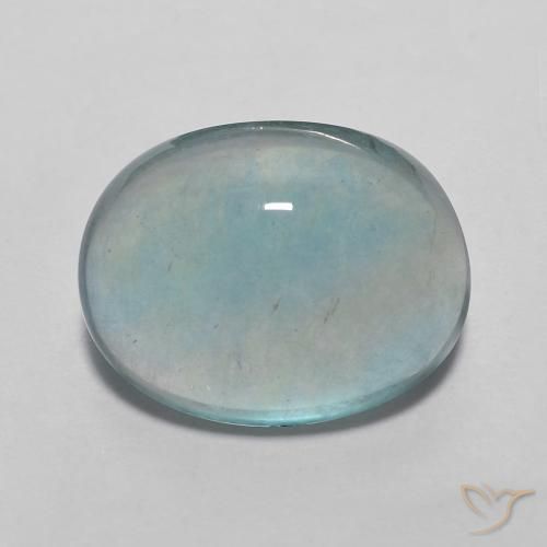 3.98ct Natural Verde azul muito claro Fluorita, oval, Transparente