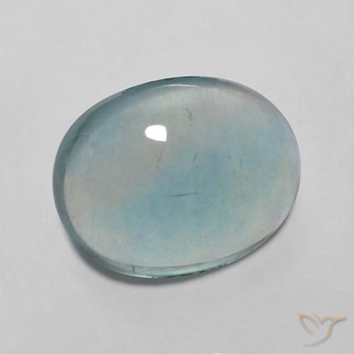 Fluorita Verde azul muito claro Natural 3.98ct, oval, Transparente