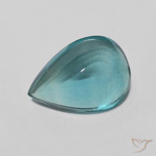 Fluorita Medium Dark Blue-Green Natural 2.97ct, Formato de pêra, Transparente