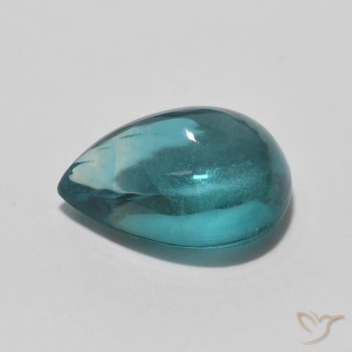 Fluorita Medium Dark Blue-Green Natural 2.97ct, Formato de pêra, Transparente