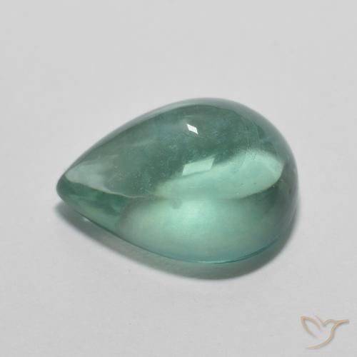 Fluorita Azul verde Natural 4.81ct, Formato de pêra, Transparente