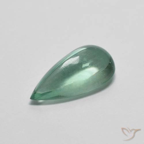 Fluorita Menta verde Natural 3.00ct, Formato de pêra, Transparente