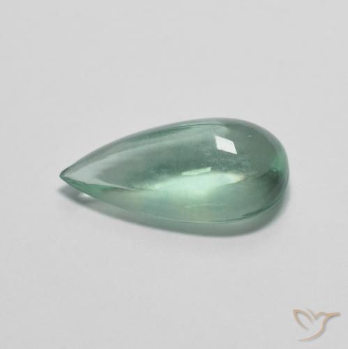 Fluorita Menta verde Natural 3.00ct, Formato de pêra, Transparente