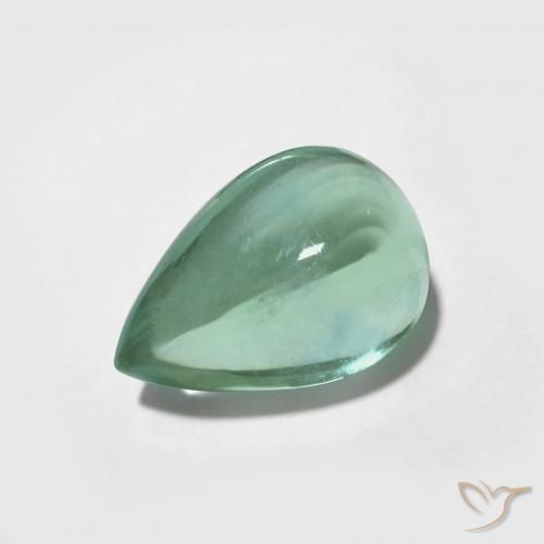 Fluorita Azul verde Natural 3.87ct, Formato de pêra, Transparente
