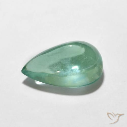 Fluorita Azul verde Natural 3.87ct, Formato de pêra, Transparente