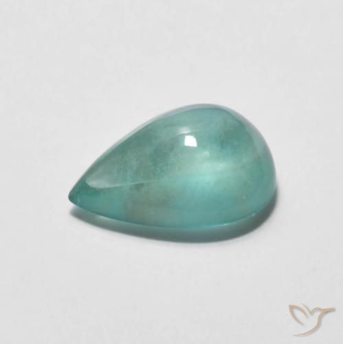 Fluorita verde azul intenso Natural 2.96ct, Formato de pêra, Transparente