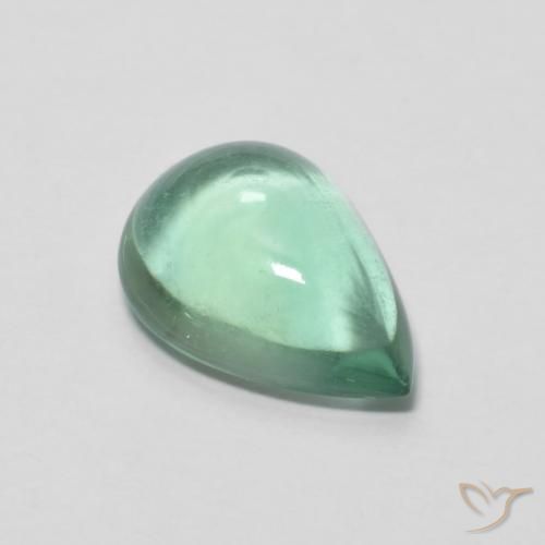 Fluorita Verde azulado Natural 4.38ct, Formato de pêra, Transparente