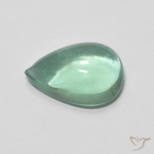 Fluorita Verde azulado Natural 4.38ct, Formato de pêra, Transparente