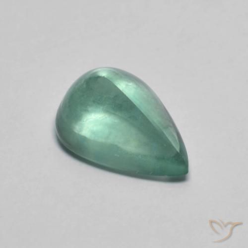 Fluorita Azul claro verde Natural 3.03ct, Formato de pêra, Transparente