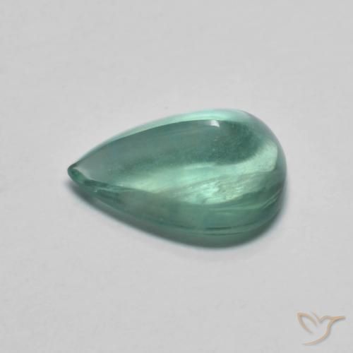 Fluorita Azul claro verde Natural 3.03ct, Formato de pêra, Transparente