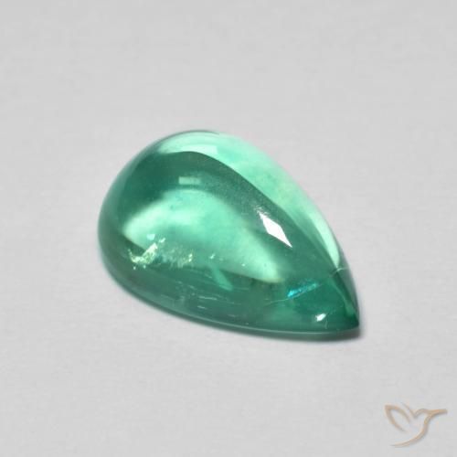 Fluorita Verde azulado Natural 4.30ct, Formato de pêra, Transparente