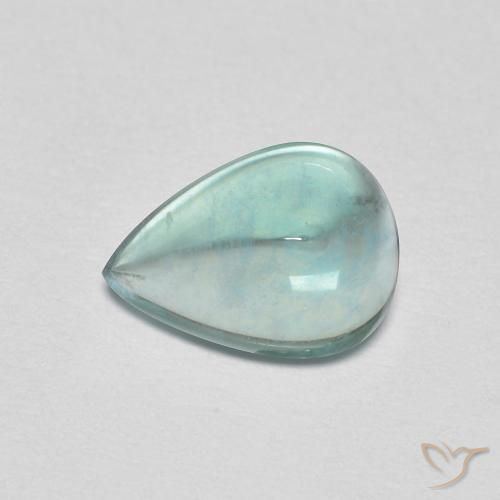 Fluorita Azul claro verde Natural 1.97ct, Formato de pêra, Transparente
