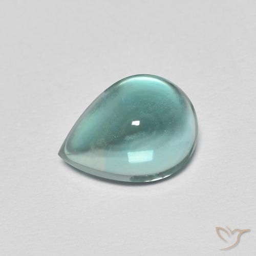 Fluorita Azul claro verde Natural 2.05ct, Formato de pêra, Transparente
