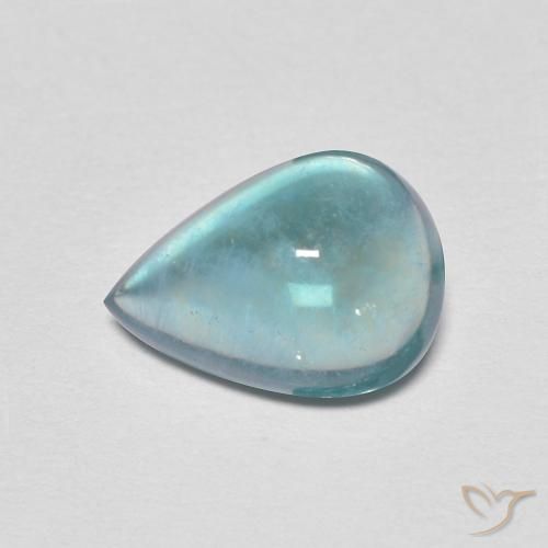 Fluorita Azul claro verde Natural 2.48ct, Formato de pêra, Transparente