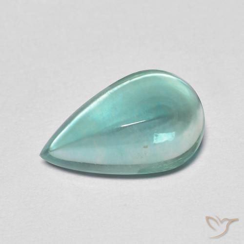 Fluorita Azul claro verde Natural 2.38ct, Formato de pêra, Transparente