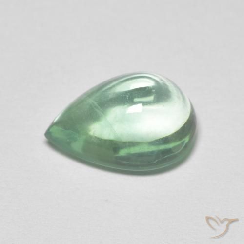 Fluorita Menta verde Natural 2.58ct, Formato de pêra, Transparente