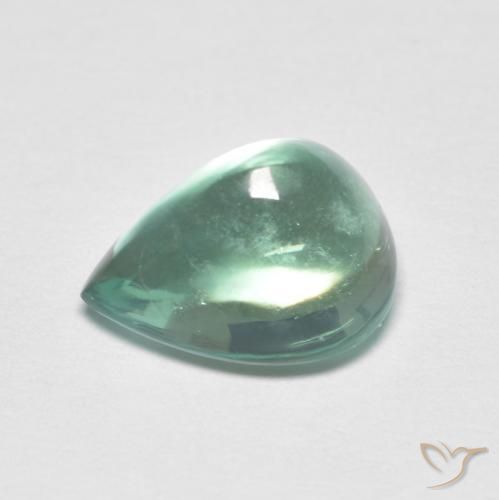 Fluorita Verde azulado Natural 3.38ct, Formato de pêra, Transparente