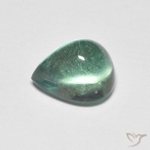 Fluorita Azul claro verde Natural 2.77ct, Formato de pêra, Transparente