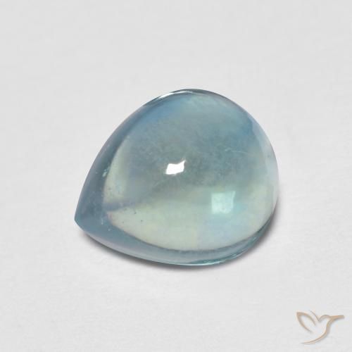 Fluorita Teal Claro Natural 2.17ct, Formato de pêra, Transparente