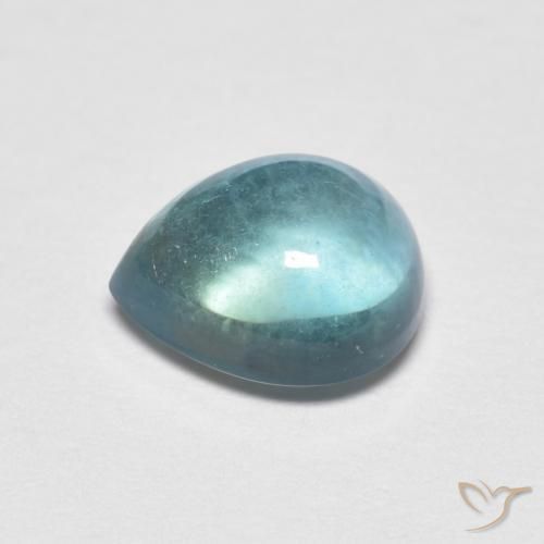 Fluorita Teal Claro Natural 2.17ct, Formato de pêra, Transparente