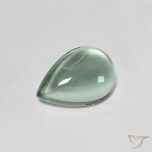 Fluorita Azul claro verde Natural 2.01ct, Formato de pêra, Transparente
