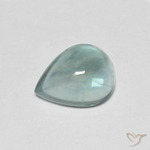 Fluorita Verde azul muito claro Natural 2.28ct, Formato de pêra, Transparente