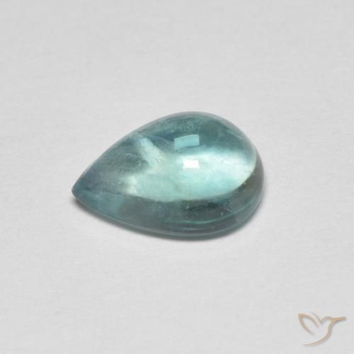 Fluorita Verde azul muito claro Natural 2.28ct, Formato de pêra, Transparente