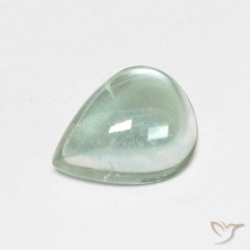 Fluorita Azul claro verde Natural 2.06ct, Formato de pêra, Transparente