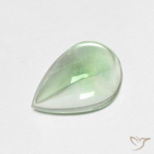 Fluorita Verde amarelado claro Natural 2.64ct, Formato de pêra, Transparente