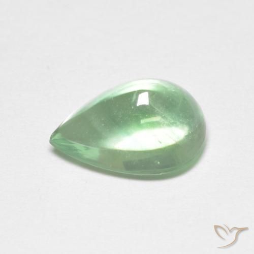 Fluorita Verde amarelado claro Natural 2.64ct, Formato de pêra, Transparente