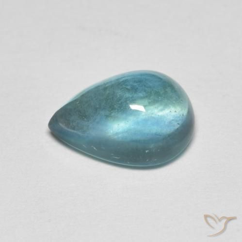 Fluorita Teal Claro Natural 2.87ct, Formato de pêra, Transparente