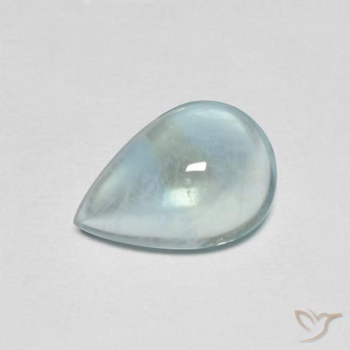 Fluorita Azul claro verde Natural 2.10ct, Formato de pêra, Transparente