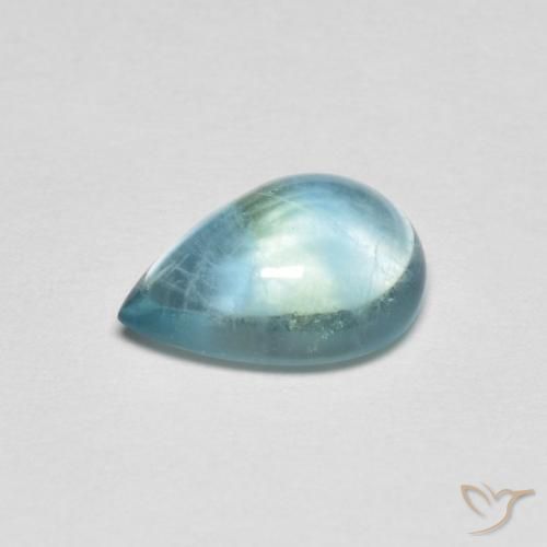 Fluorita Azul claro verde Natural 2.10ct, Formato de pêra, Transparente
