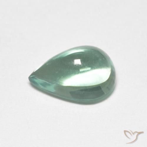 Fluorita Azul verde Natural 2.47ct, Formato de pêra, Transparente
