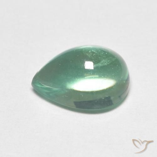 Fluorita Azul claro verde Natural 2.32ct, Formato de pêra, Transparente