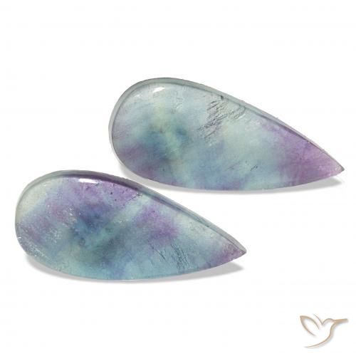 Pedras preciosas de Fluorita Multicolorido natural de 13.81 ct, Formato de pêra, Transparente
