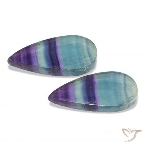 Pedras preciosas de Fluorita Multicolorido natural de 21.63 ct, Formato de pêra, Transparente