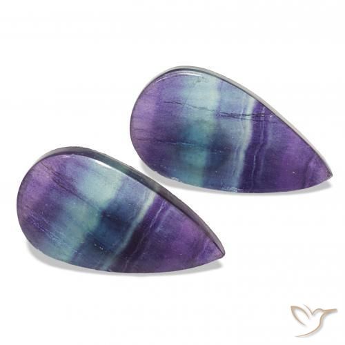 Pedras preciosas de Fluorita Multicolorido natural de 17.44 ct, Formato de pêra, Transparente