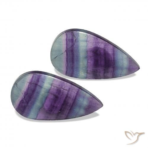 Pedras preciosas de Fluorita Multicolorido natural de 18.91 ct, Formato de pêra, Transparente