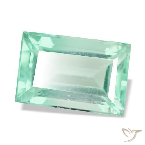 Fluorita verde natural 4,58ct, baguete, VS